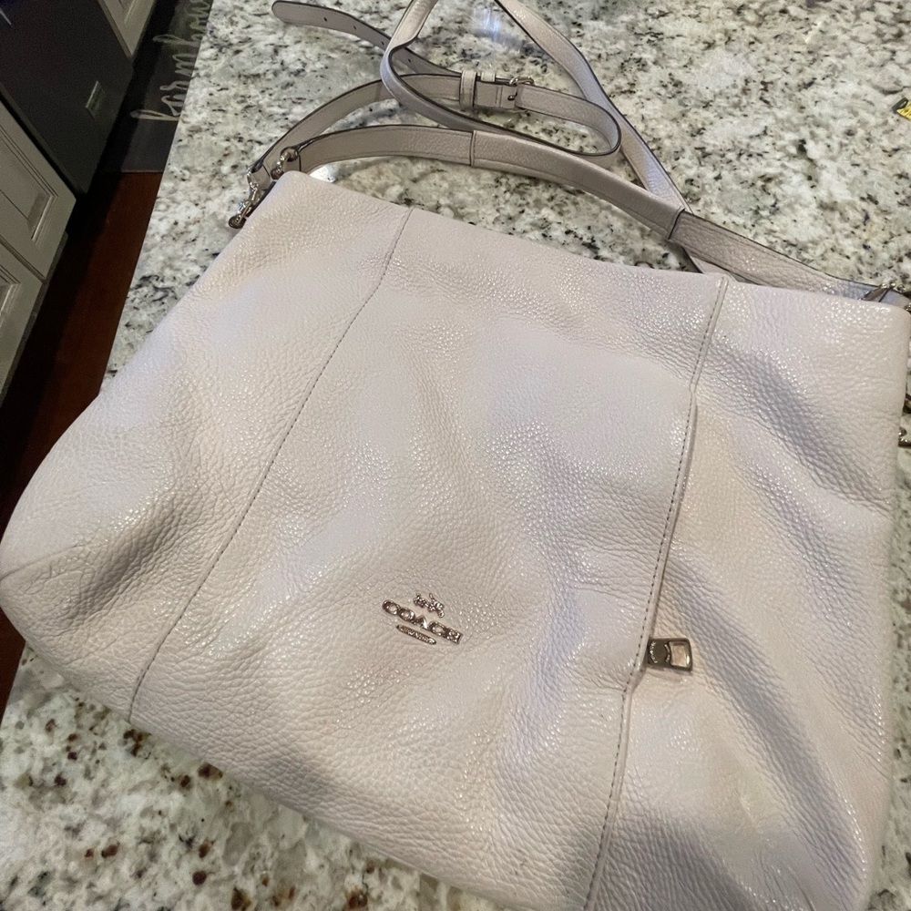 Coach Light Gray Leather Shoulder Bag